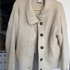 Varley Cream Button-Up Cardigan